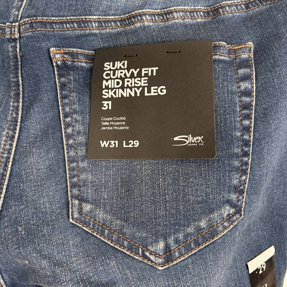 Silver Jeans Suki Curvy Fit Mid Rise Skinny Jeans W31 L29 | NWT - Picture 3 of 4